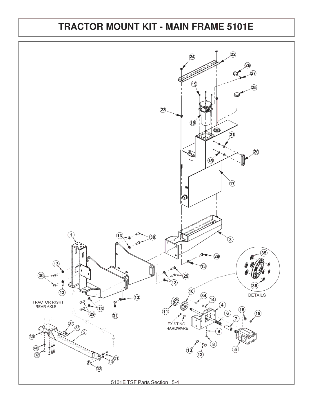 Tiger JD 5093E, JD 5083E, JD 5101E manual Tractor Mount KIT Main Frame 5101E 