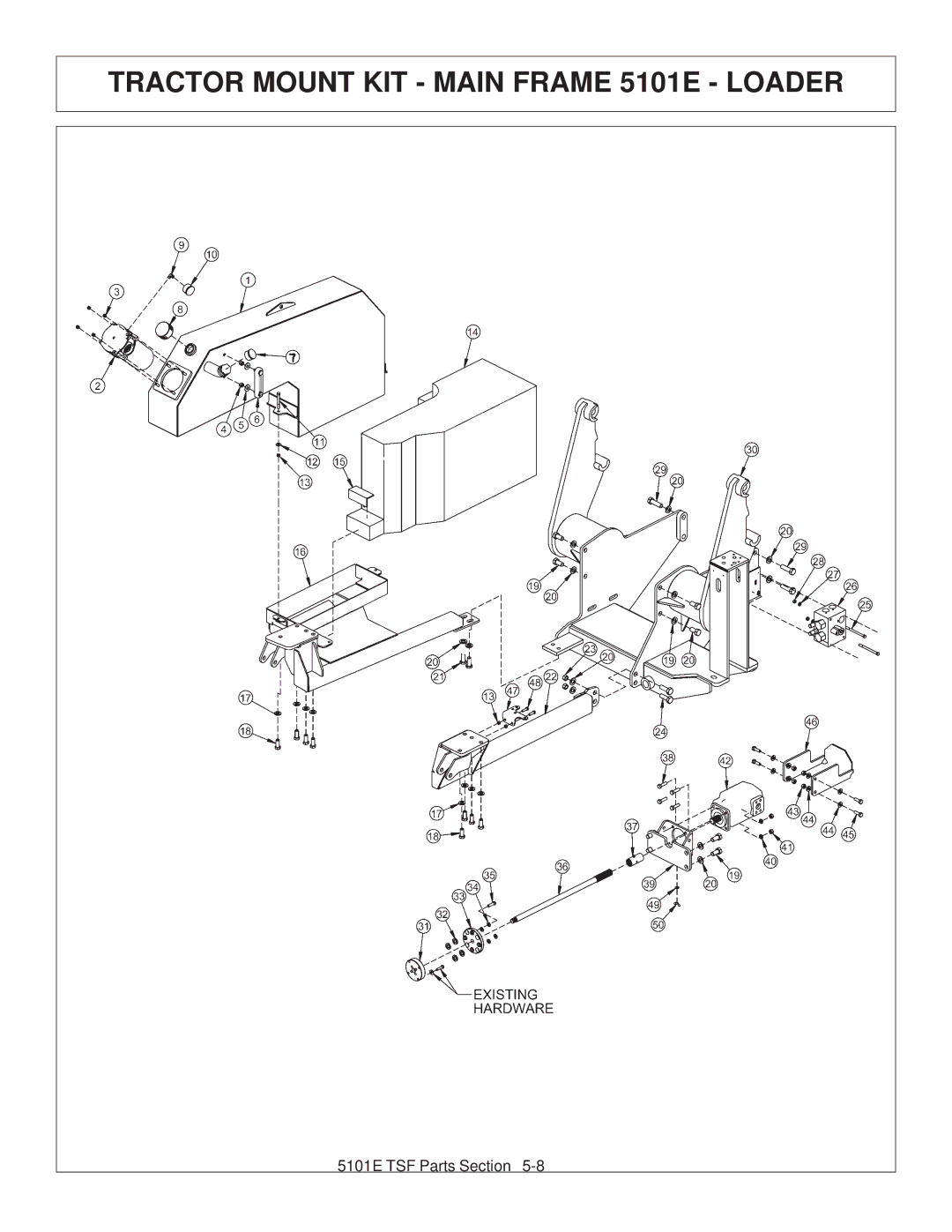 Tiger JD 5083E, JD 5101E, JD 5093E manual Tractor Mount KIT Main Frame 5101E Loader 