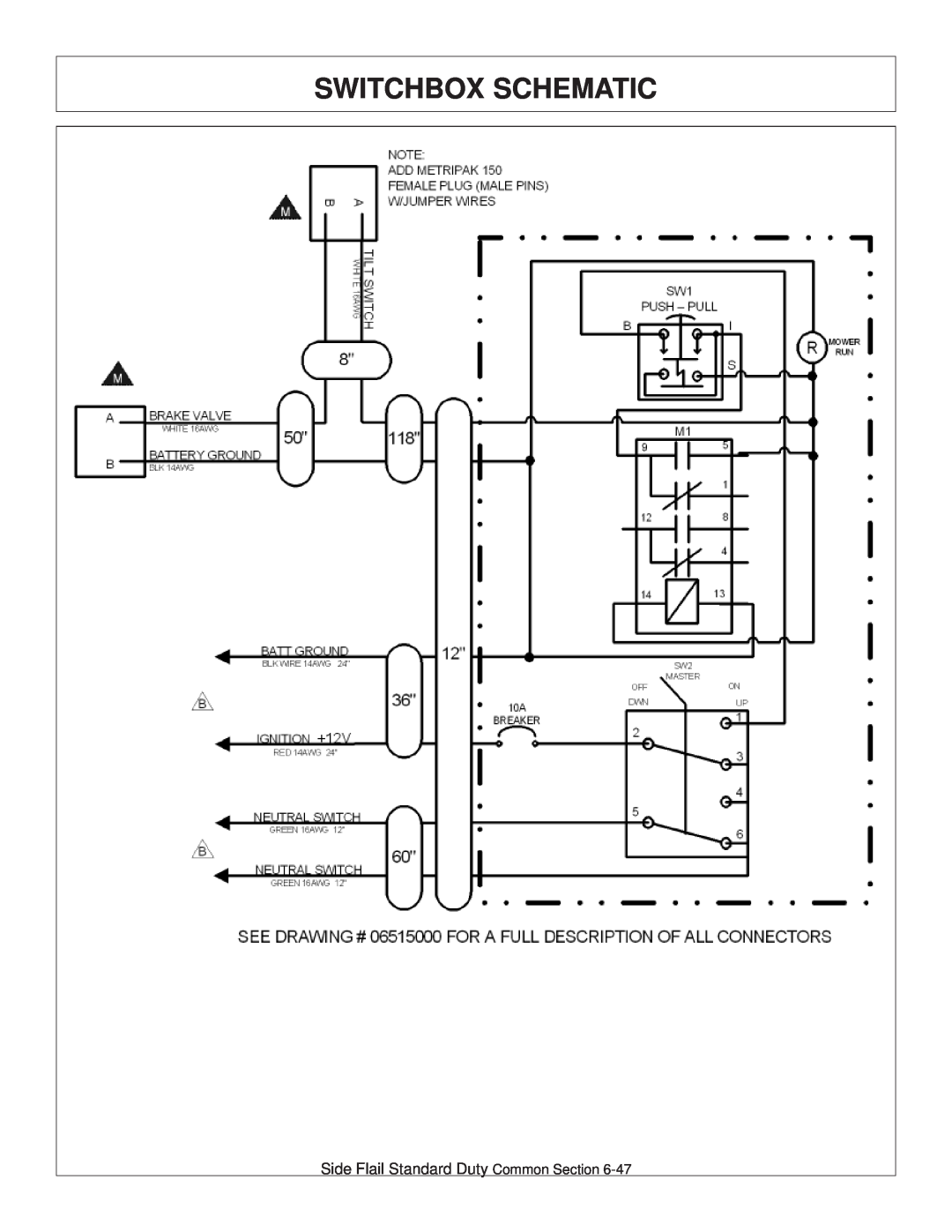Tiger JD 5101E, JD 5083E, JD 5093E manual Switchbox Schematic, Side Flail Standard Duty Common Section 
