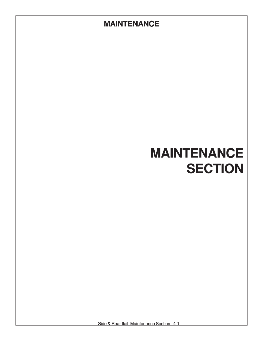 Tiger JD 5093E, JD 5083E, JD 5101E manual Maintenance Section 