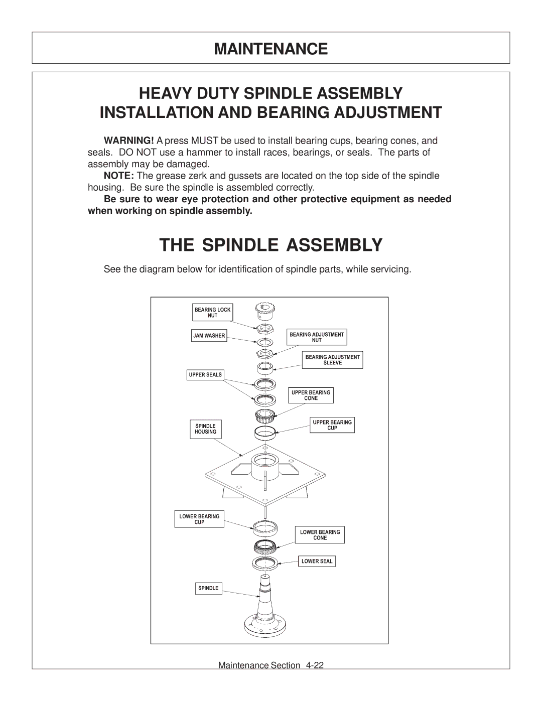 Tiger JD 62-6420 manual Spindle Assembly 