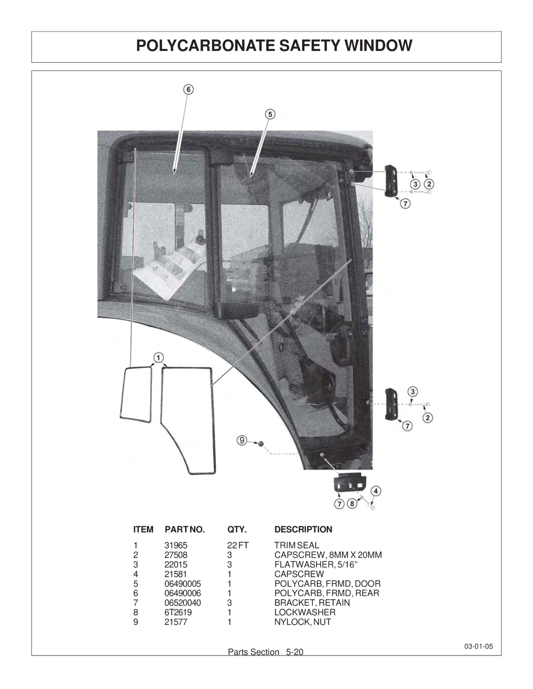 Tiger JD 62-6420 manual Trim Seal 