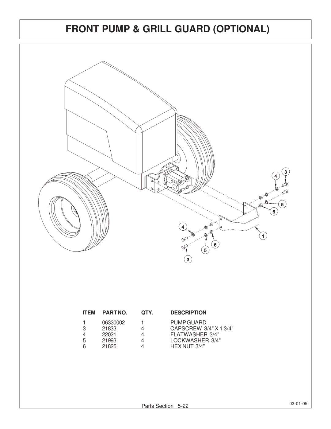 Tiger JD 62-6420 manual Front Pump & Grill Guard Optional 