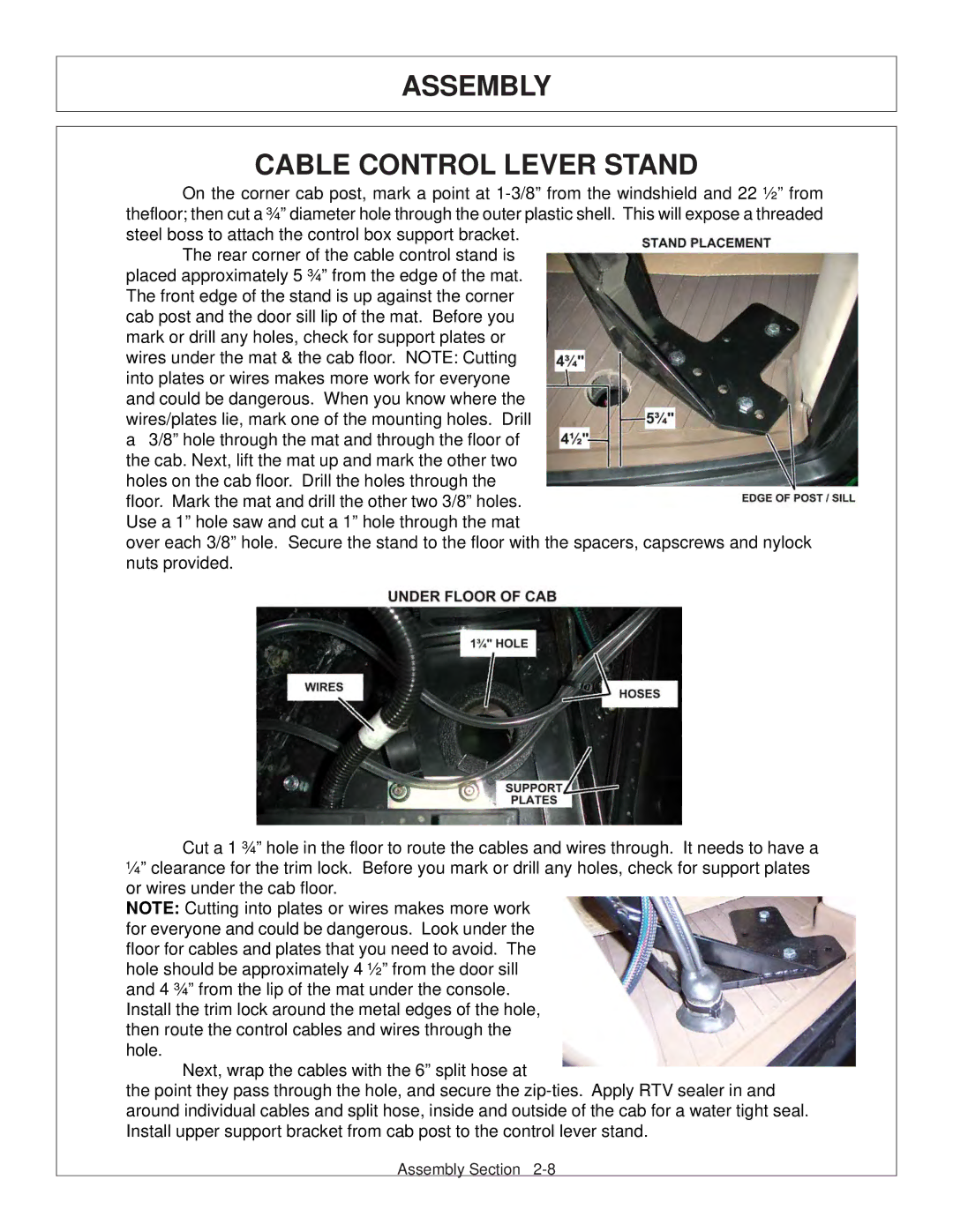 Tiger JD 62-6420 manual Assembly Cable Control Lever Stand 