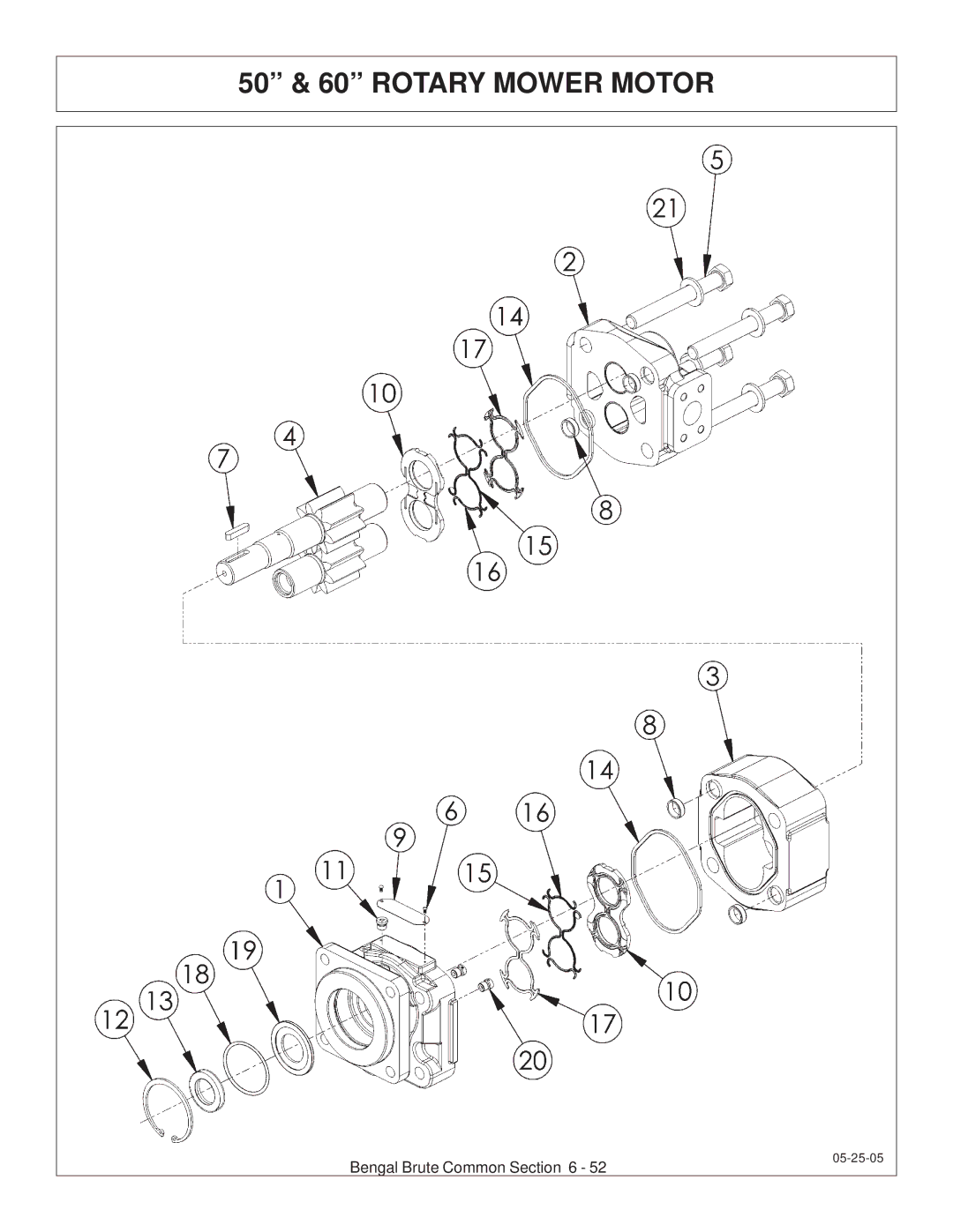 Tiger JD 62-6420 manual 50 & 60 Rotary Mower Motor 