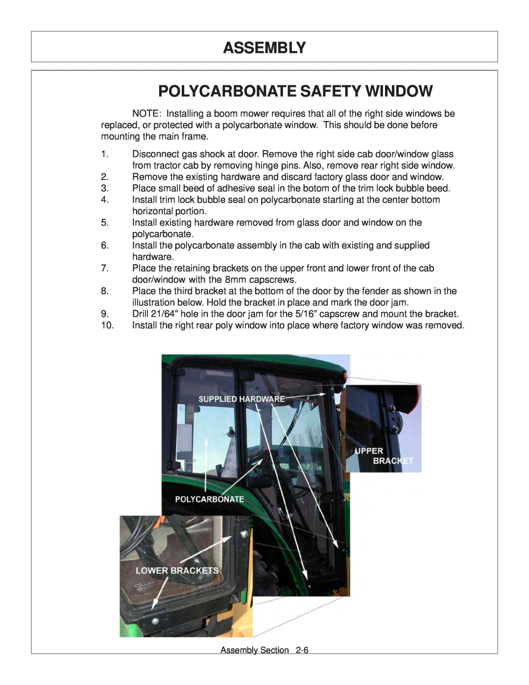 Tiger JD 62-6420 manual Assembly Polycarbonate Safety Window 