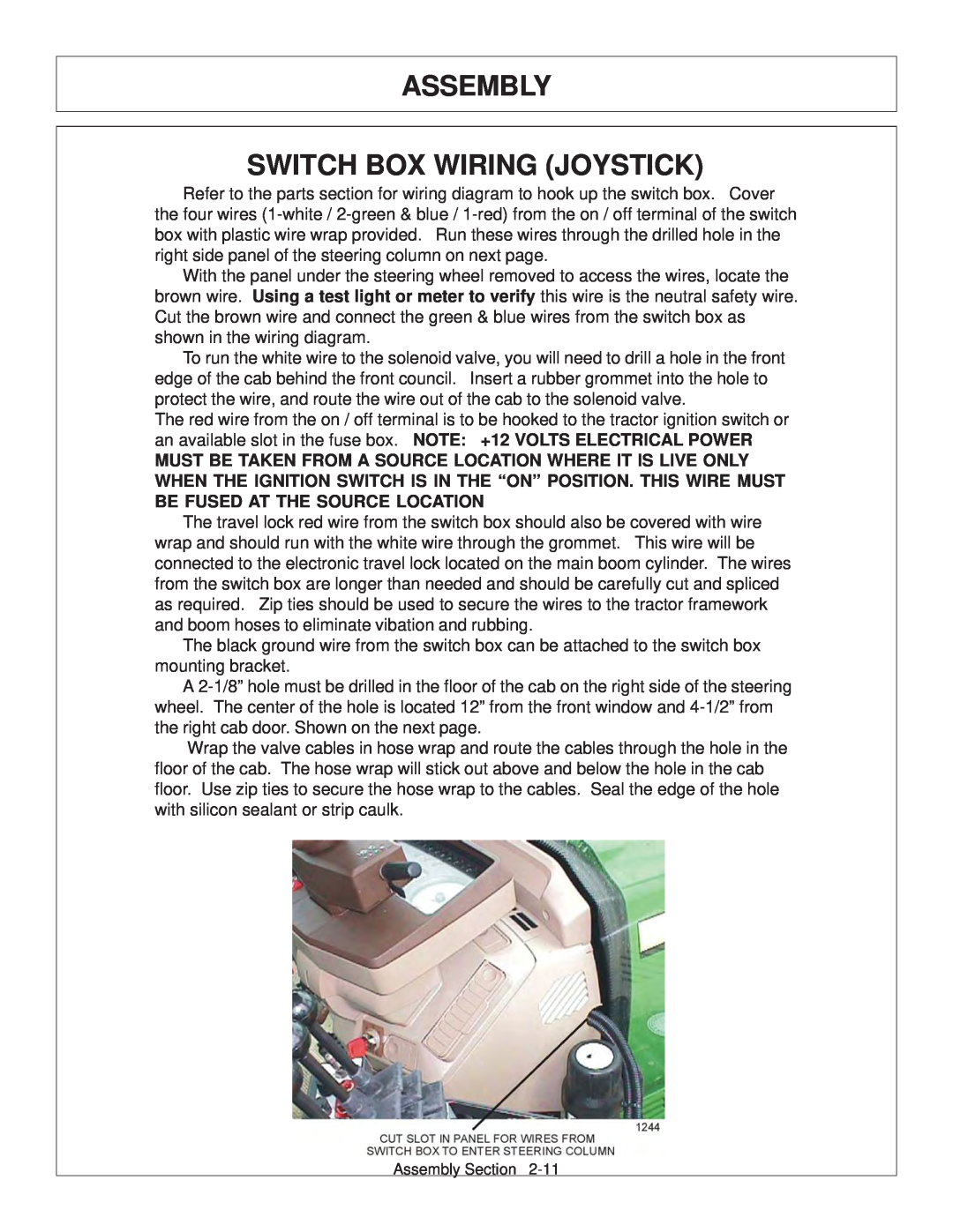 Tiger JD 62-6420 manual Assembly Switch Box Wiring Joystick 