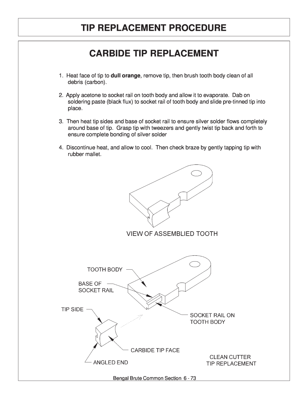 Tiger JD 62-6420 manual Tip Replacement Procedure Carbide Tip Replacement 
