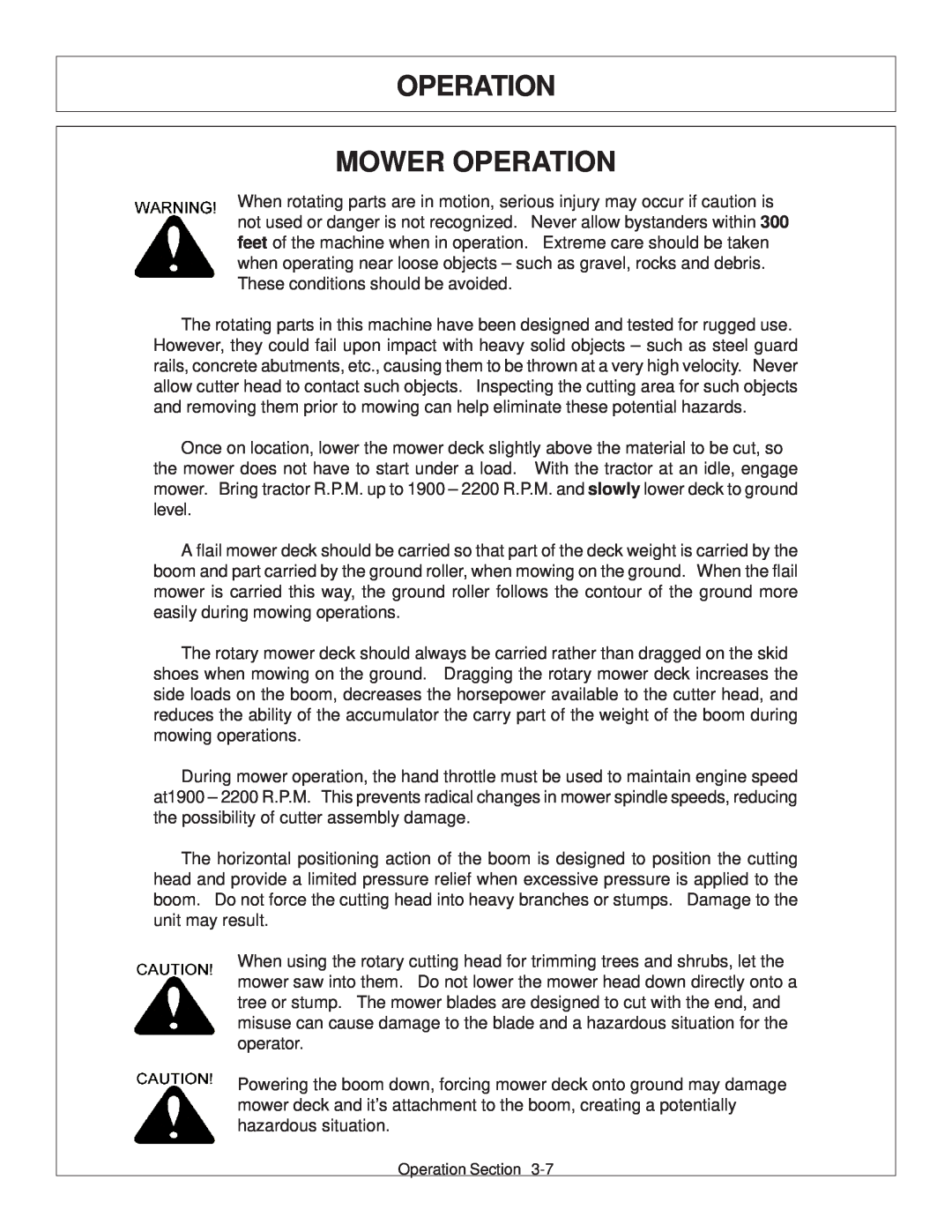 Tiger JD 62-6420 manual Operation Mower Operation 