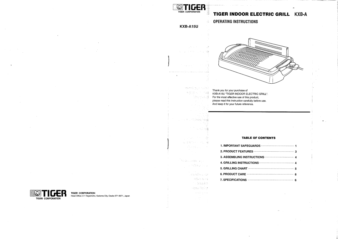 Tiger KXB-A15U manual 