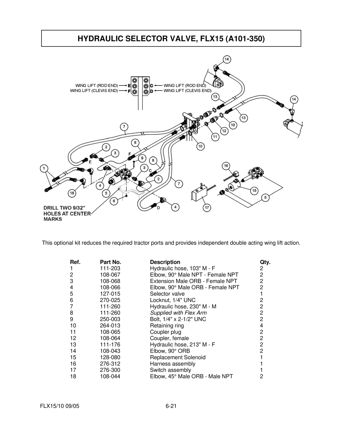 Tiger Mowers FLX10 manual Hydraulic Selector VALVE, FLX15 A101-350, Supplied with Flex Arm 