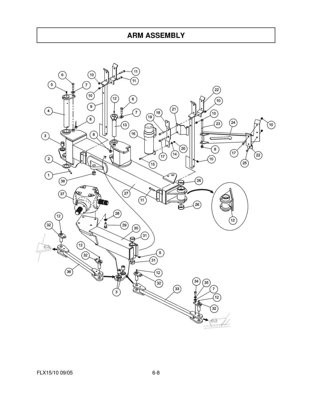 Tiger Mowers FLX10, FLX15 manual ARM Assembly 