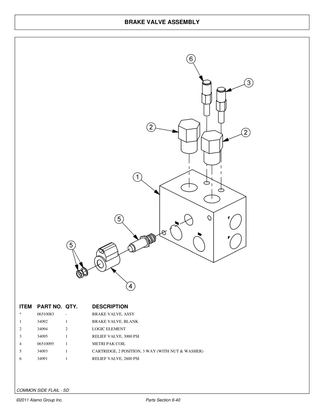 Tiger Mowers JD 5065M, JD 5085M-105M manual Brake Valve Assembly 