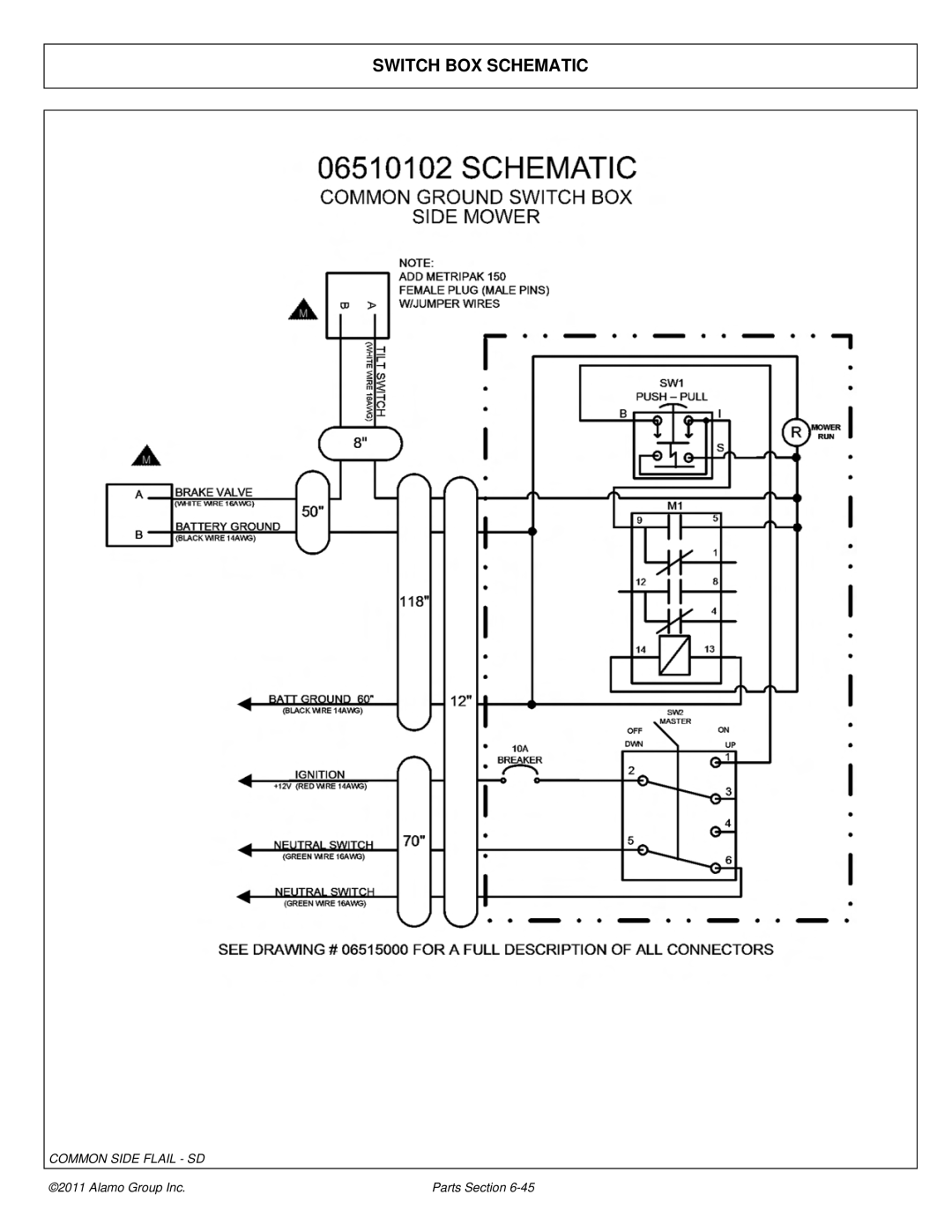 Tiger Mowers JD 5085M-105M, JD 5065M manual Switch BOX Schematic 