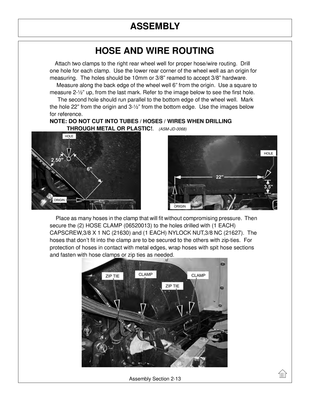 Tiger Mowers JD 5085M-105M, JD 5065M manual Assembly Hose and Wire Routing 