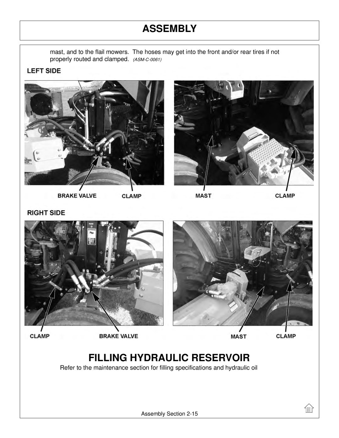 Tiger Mowers JD 5085M-105M, JD 5065M manual Assembly, Filling Hydraulic Reservoir 