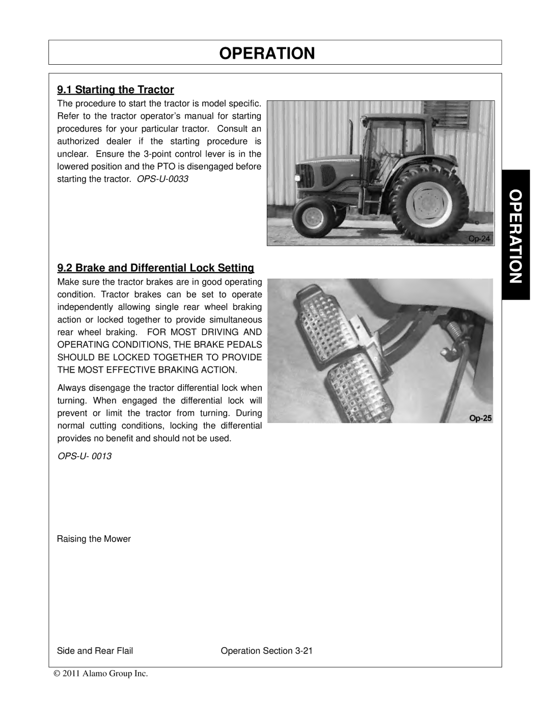 Tiger Mowers JD 5085M-105M, JD 5065M manual Starting the Tractor, Brake and Differential Lock Setting 