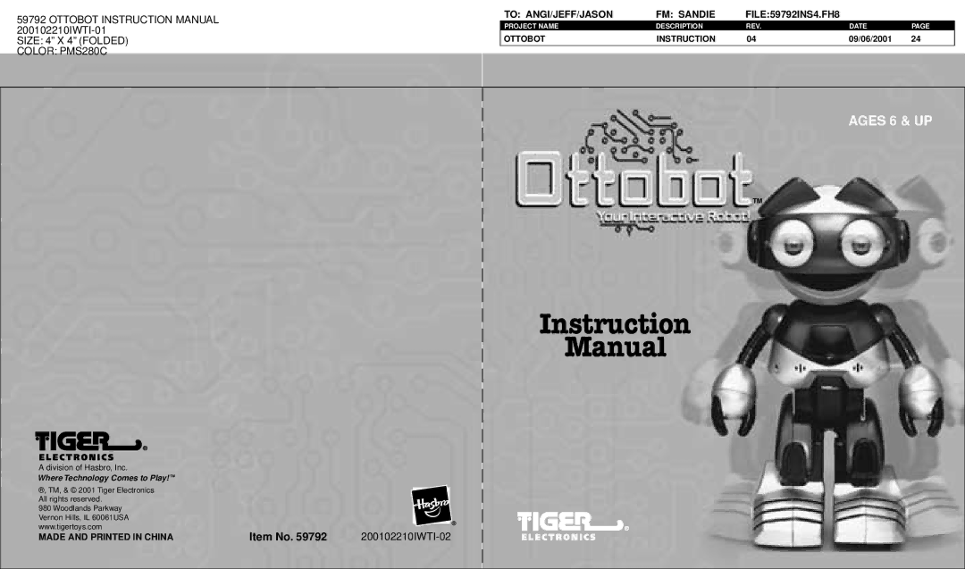 Tiger PMS280C instruction manual Instruction Manual 