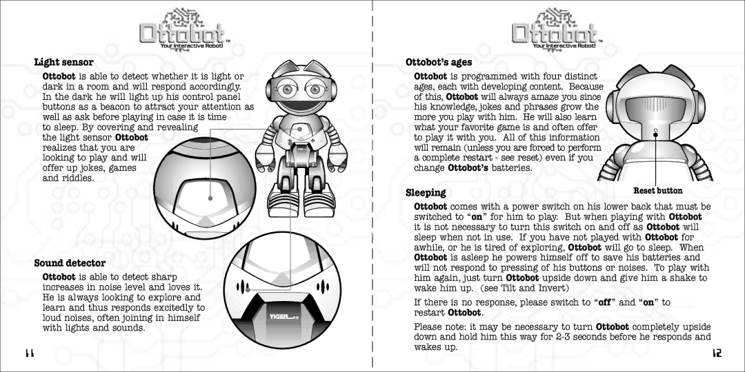 Tiger PMS280C instruction manual Ottobot’s ages, Sleeping 