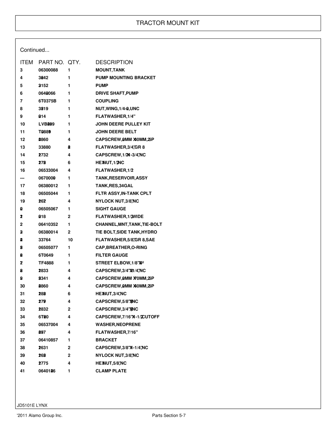 Tiger Products Co., Ltd 5083E, 5093E, 5101E manual Part NO. QTY Description 