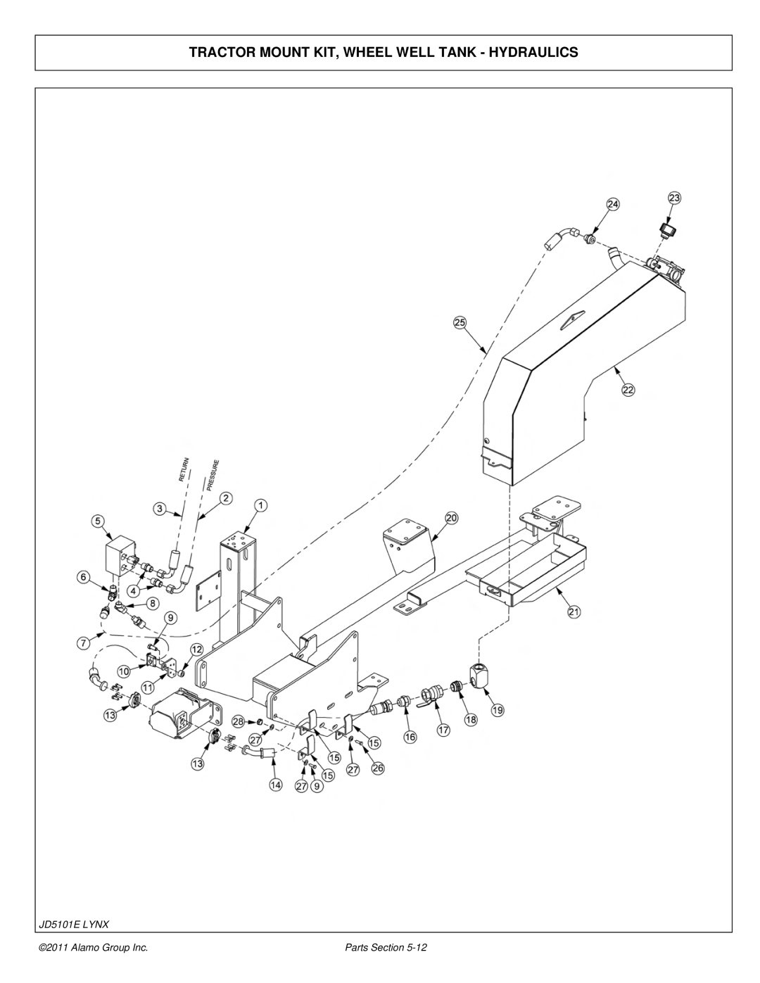 Tiger Products Co., Ltd 5101E, 5083E, 5093E manual Tractor Mount KIT, Wheel Well Tank Hydraulics 