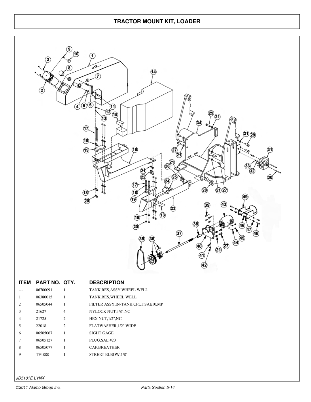 Tiger Products Co., Ltd 5093E, 5083E, 5101E manual Tractor Mount KIT, Loader 