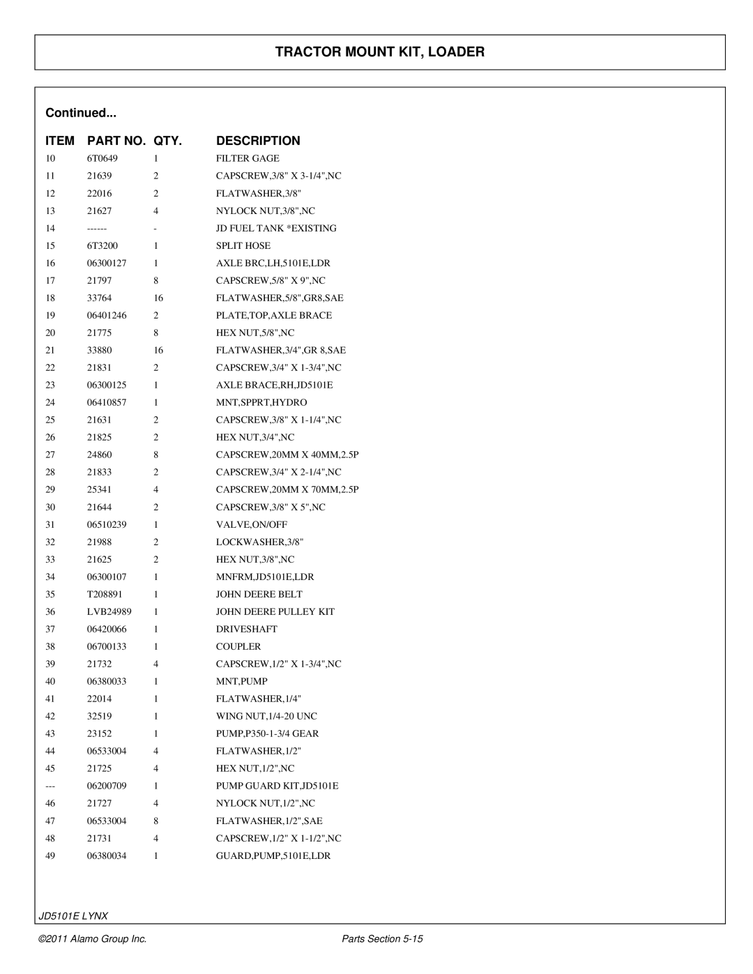 Tiger Products Co., Ltd 5083E, 5093E manual Axle BRC,LH,5101E,LDR 