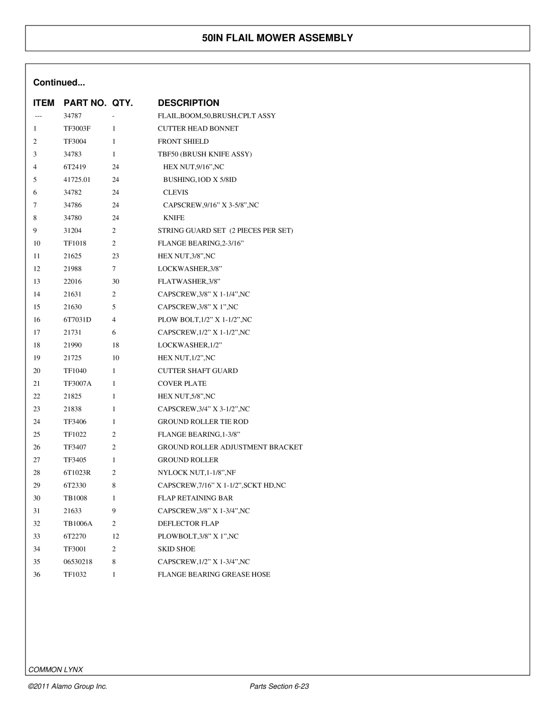 Tiger Products Co., Ltd 5101E, 5083E, 5093E manual FLAIL,BOOM,50,BRUSH,CPLT Assy 