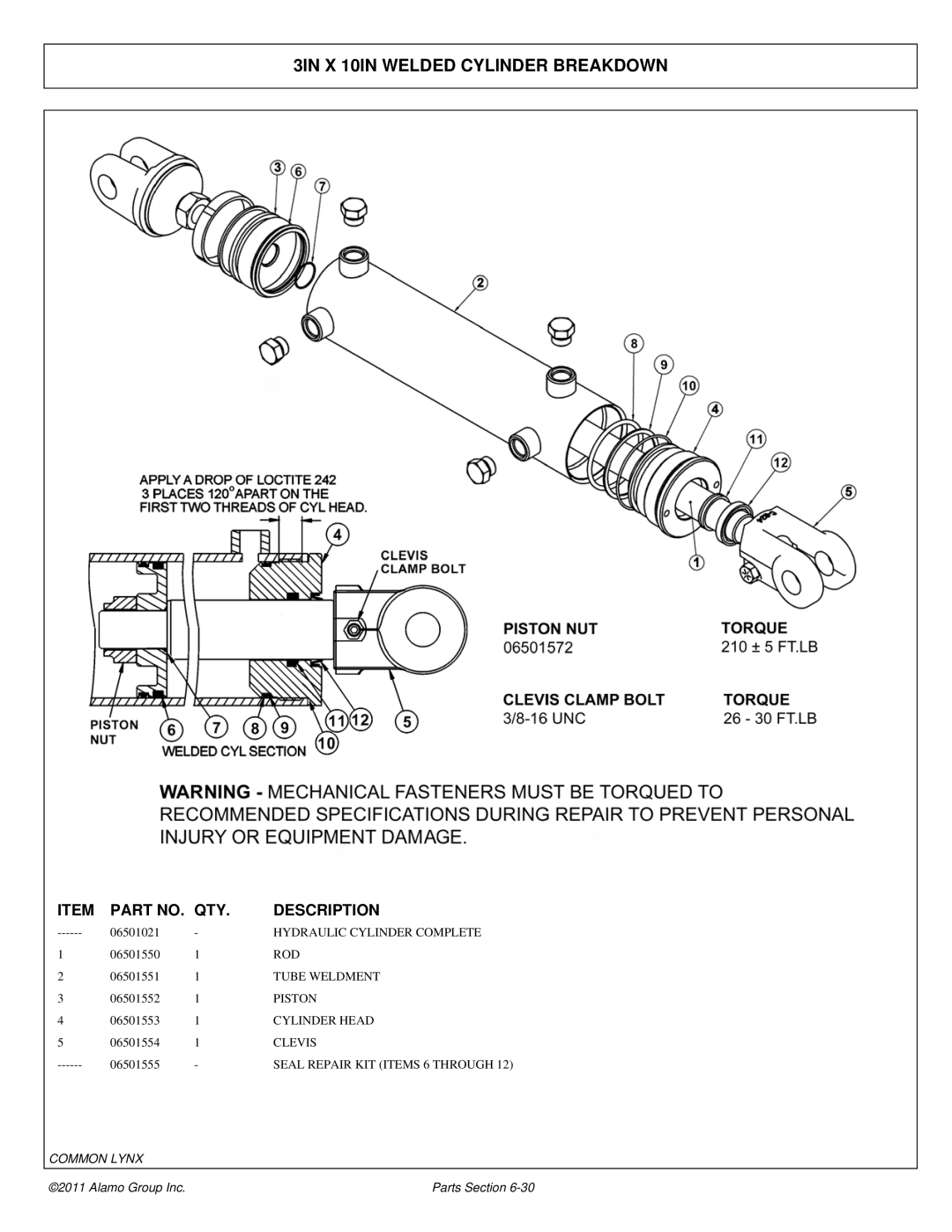 Tiger Products Co., Ltd 5083E, 5093E, 5101E manual 3IN X 10IN Welded Cylinder Breakdown 