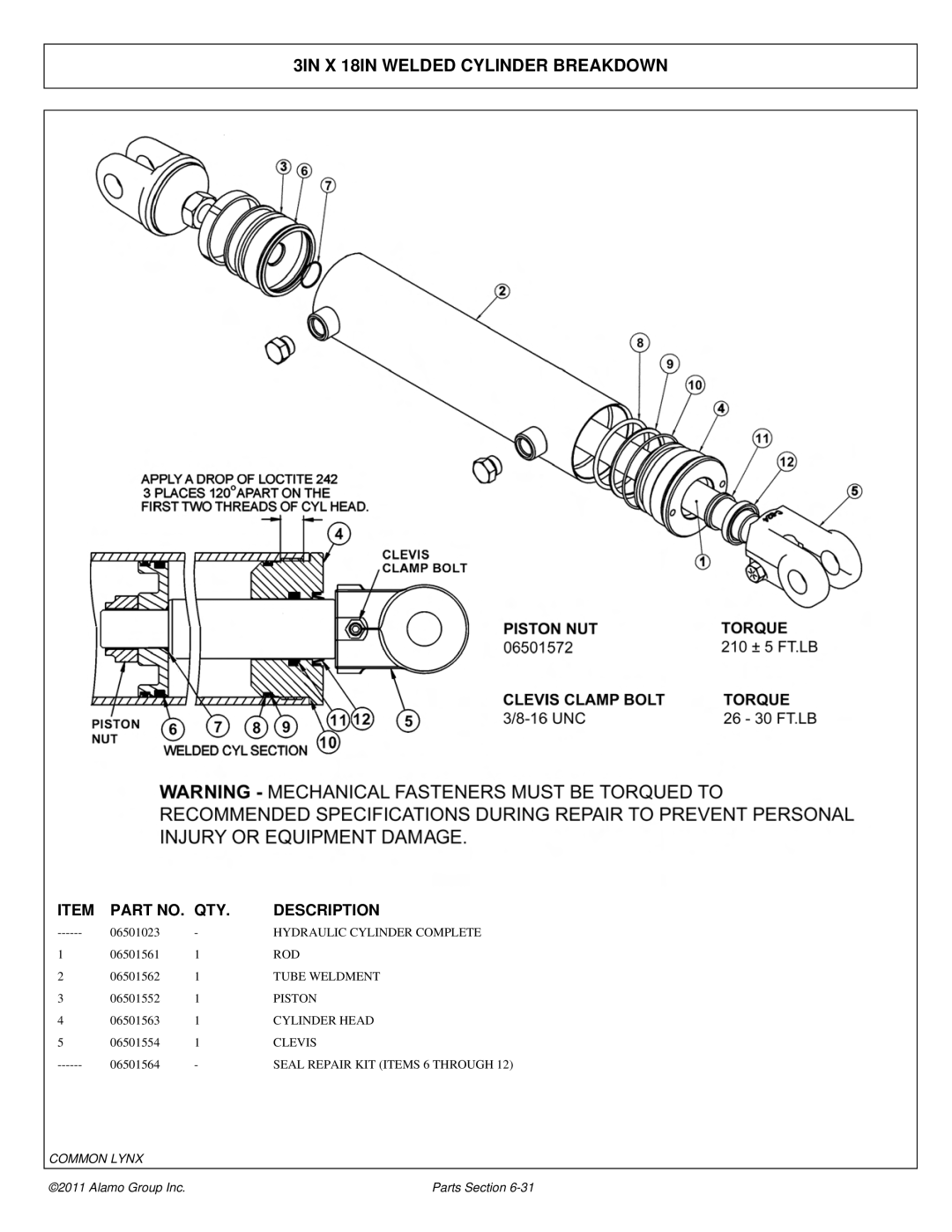 Tiger Products Co., Ltd 5093E, 5083E, 5101E manual 3IN X 18IN Welded Cylinder Breakdown 