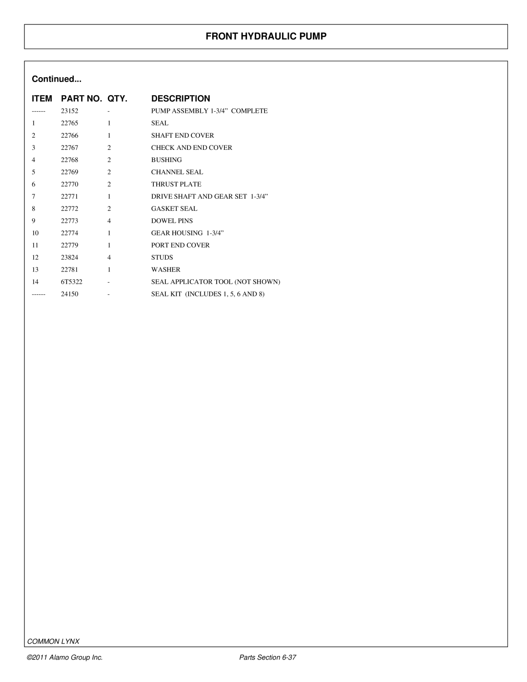 Tiger Products Co., Ltd 5093E, 5083E, 5101E manual Pump Assembly 1-3/4 Complete 