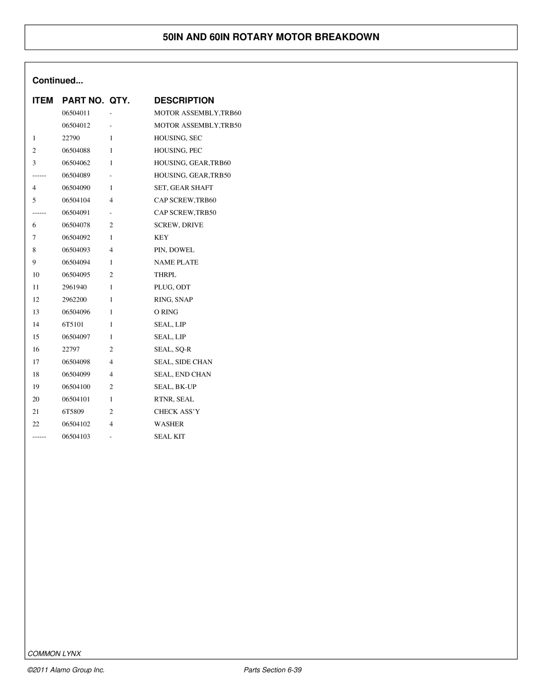 Tiger Products Co., Ltd 5083E, 5093E, 5101E manual Housing, Sec 