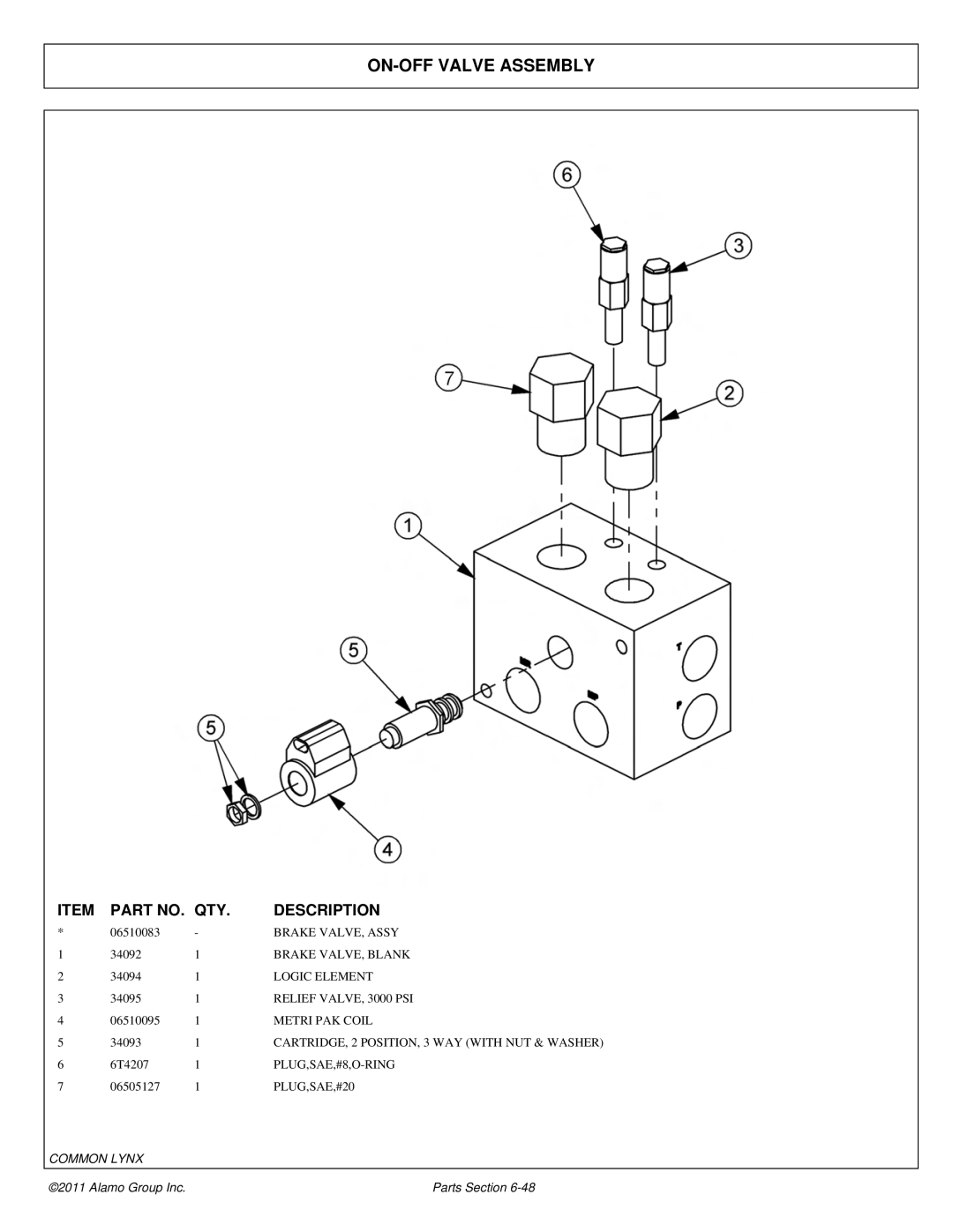 Tiger Products Co., Ltd 5083E, 5093E, 5101E manual ON-OFF Valve Assembly 