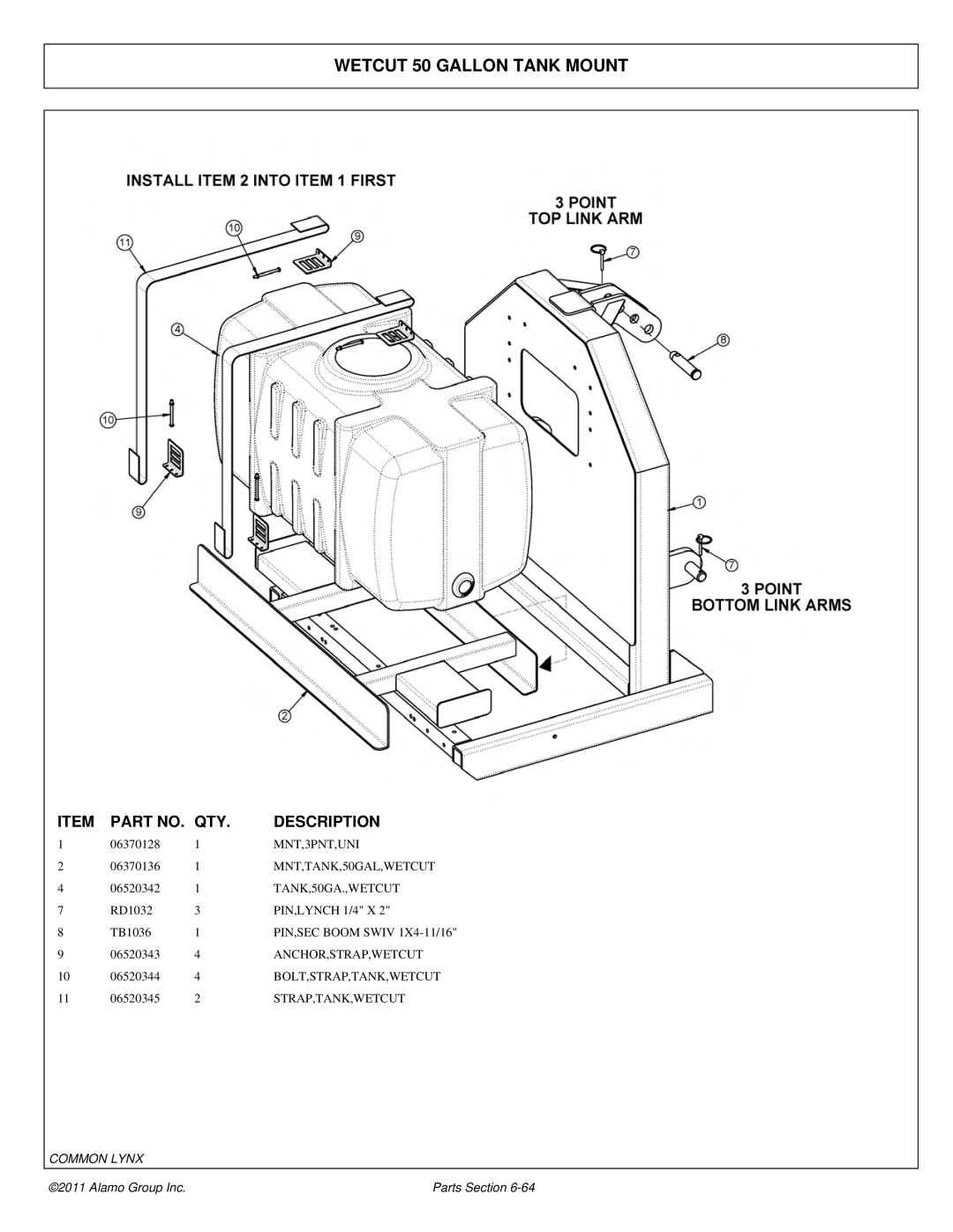 Tiger Products Co., Ltd 5093E, 5083E, 5101E manual Wetcut 50 Gallon Tank Mount 