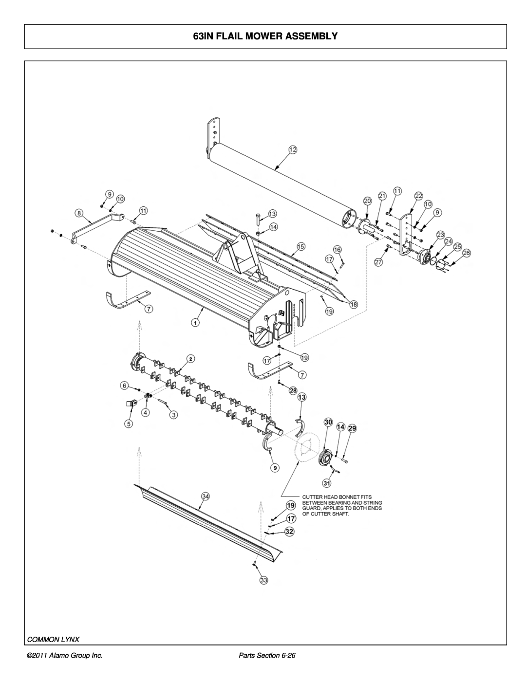 Tiger Products Co., Ltd 5101E, 5083E, 5093E manual 63IN FLAIL MOWER ASSEMBLY, Common Lynx, Alamo Group Inc, Parts Section 
