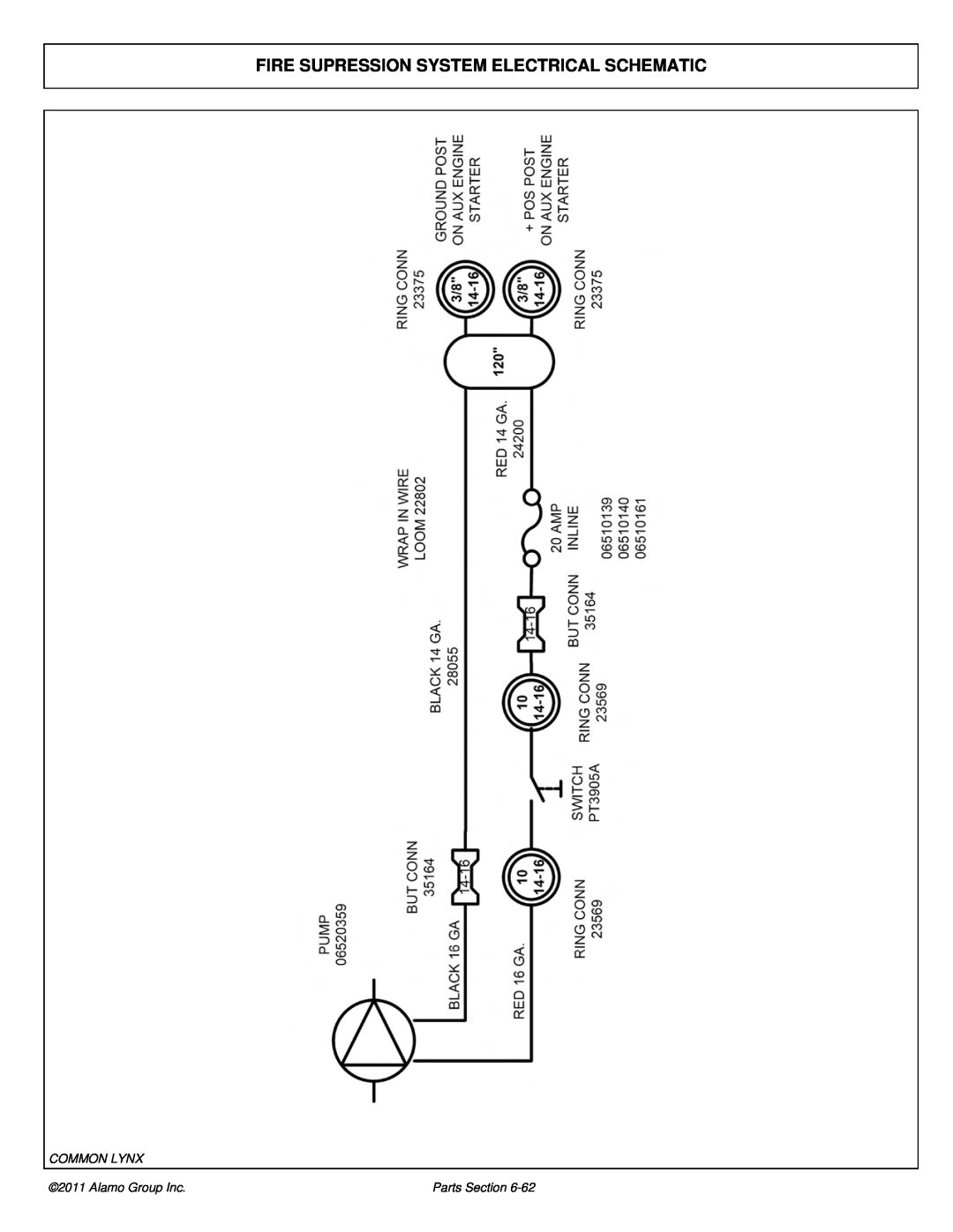 Tiger Products Co., Ltd 5101E Fire Supression System Electrical Schematic, Common Lynx, Alamo Group Inc, Parts Section 
