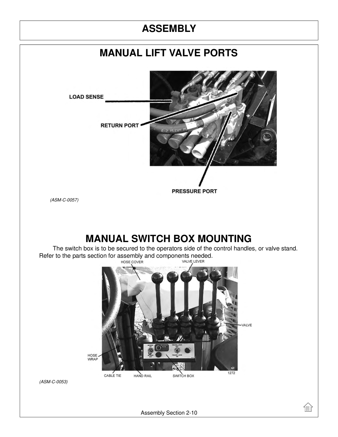 Tiger Products Co., Ltd 5083E, 5093E Assembly Manual Lift Valve Ports, Manual Switch Box Mounting, ASM-C-0057, ASM-C-0053 