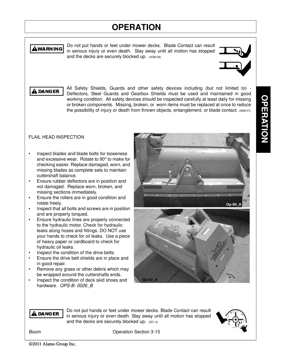 Tiger Products Co., Ltd 5093E, 5083E, 5101E manual Operation, Flail Head Inspection 