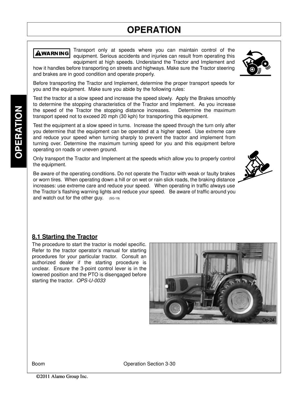 Tiger Products Co., Ltd 5093E, 5083E, 5101E manual Operation, Starting the Tractor 