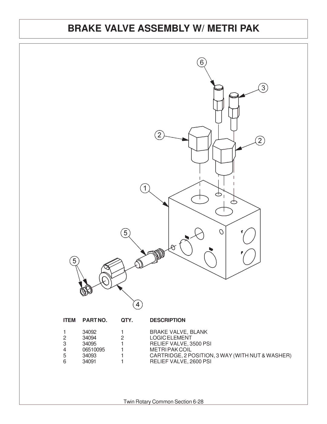 Tiger Products Co., Ltd 6020009 manual Brake Valve Assembly W/ Metri PAK 