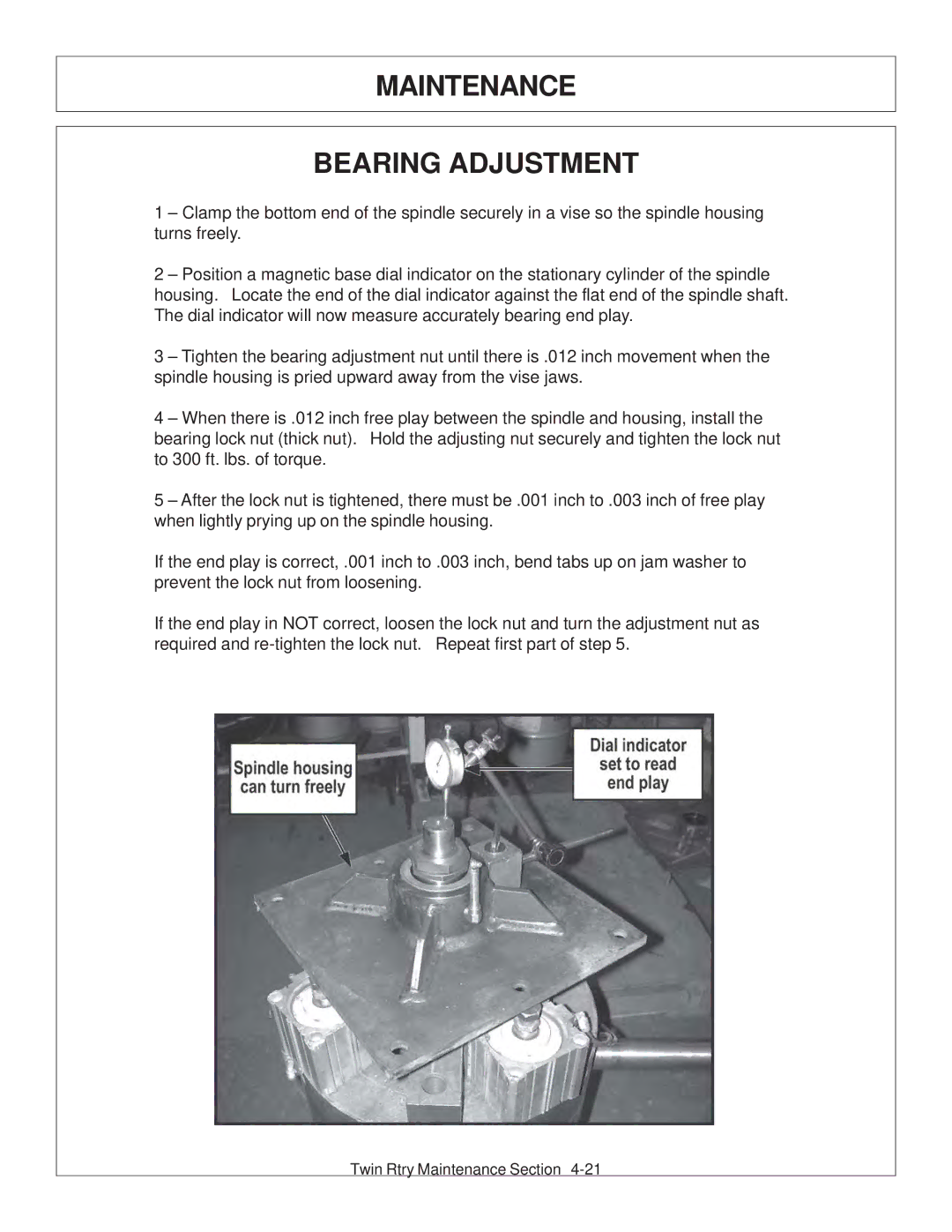 Tiger Products Co., Ltd 6020009 manual Maintenance Bearing Adjustment 