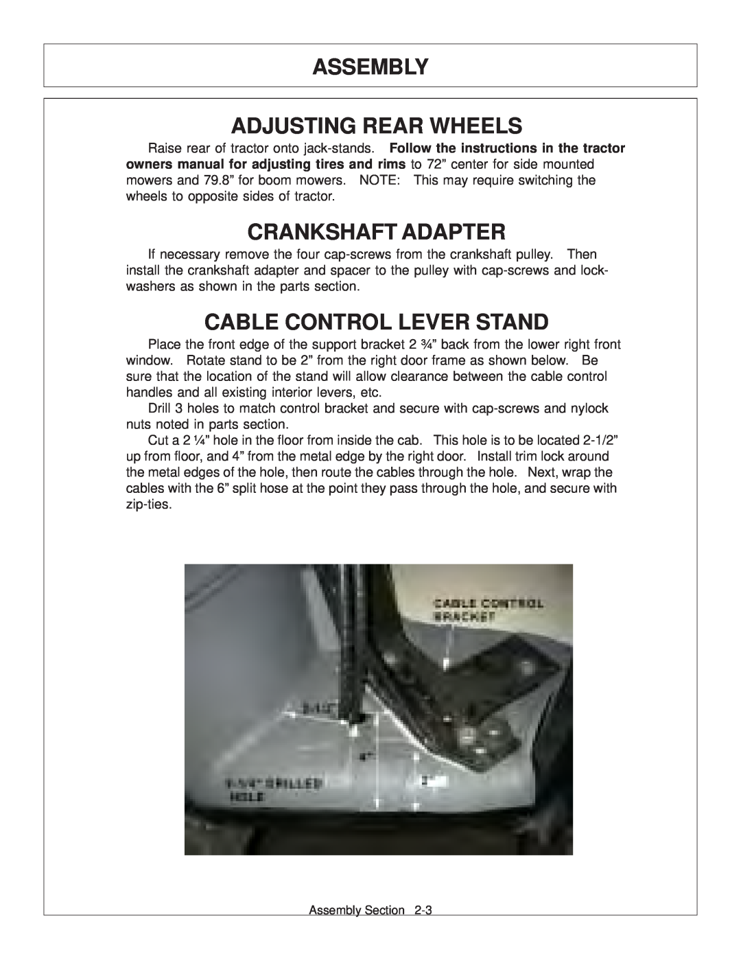 Tiger Products Co., Ltd 6020009 manual Assembly Adjusting Rear Wheels, Crankshaft Adapter, Cable Control Lever Stand 