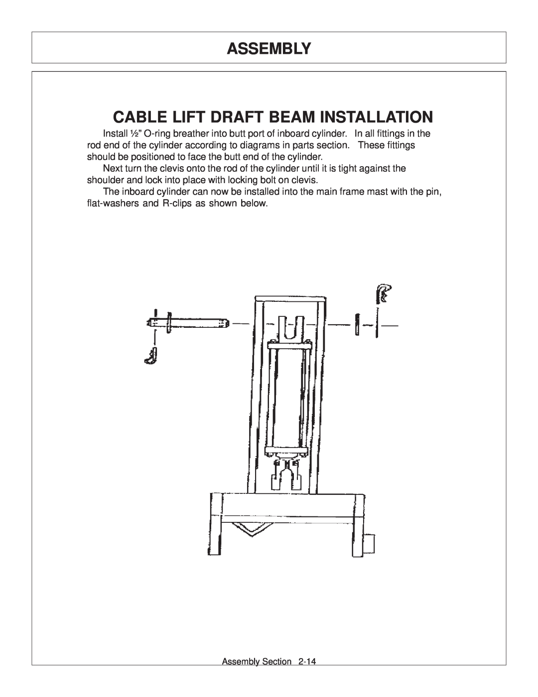 Tiger Products Co., Ltd 6020009 manual Cable Lift Draft Beam Installation, Assembly 