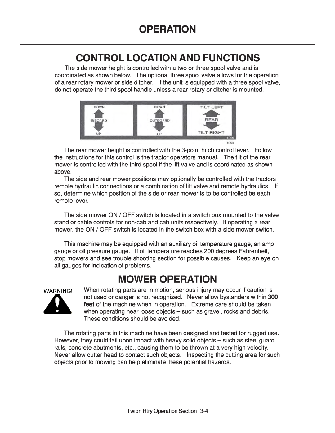 Tiger Products Co., Ltd 6020009 manual Operation Control Location And Functions, Mower Operation 