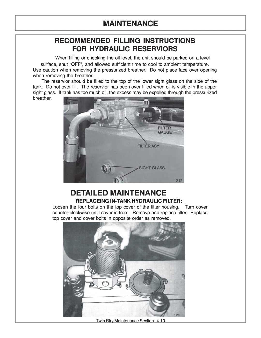Tiger Products Co., Ltd 6020009 manual Detailed Maintenance, Recommended Filling Instructions For Hydraulic Reserviors 