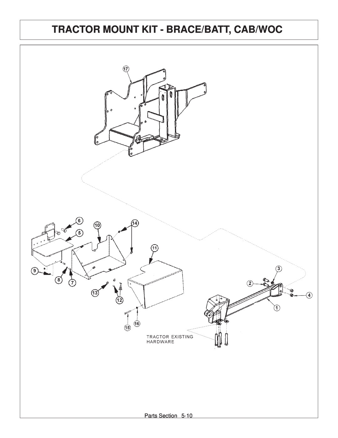 Tiger Products Co., Ltd 6020009 manual Tractor Mount Kit - Brace/Batt, Cab/Woc, Parts Section 