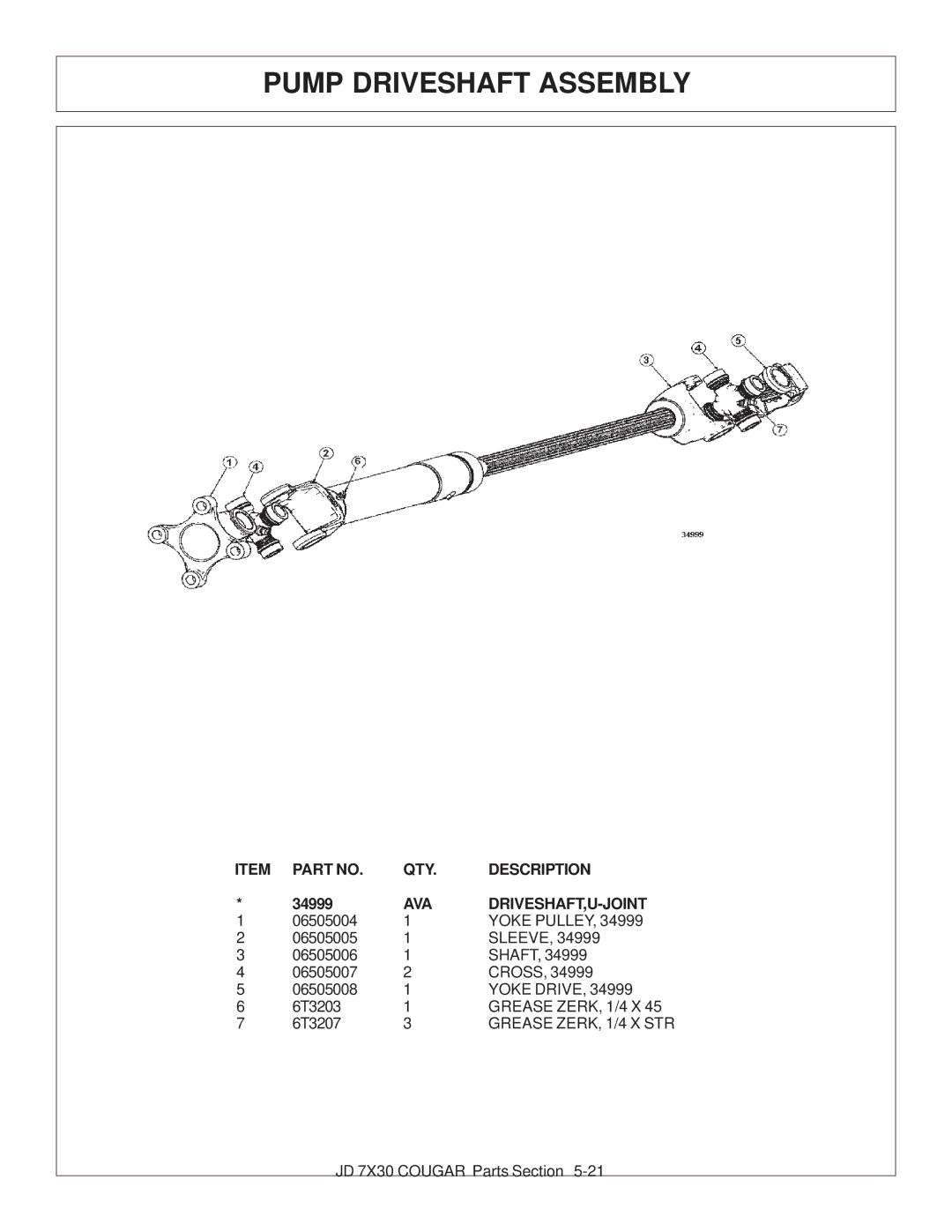 Tiger Products Co., Ltd 7X30 manual Pump Driveshaft Assembly, Ava Driveshaft,U-Joint 