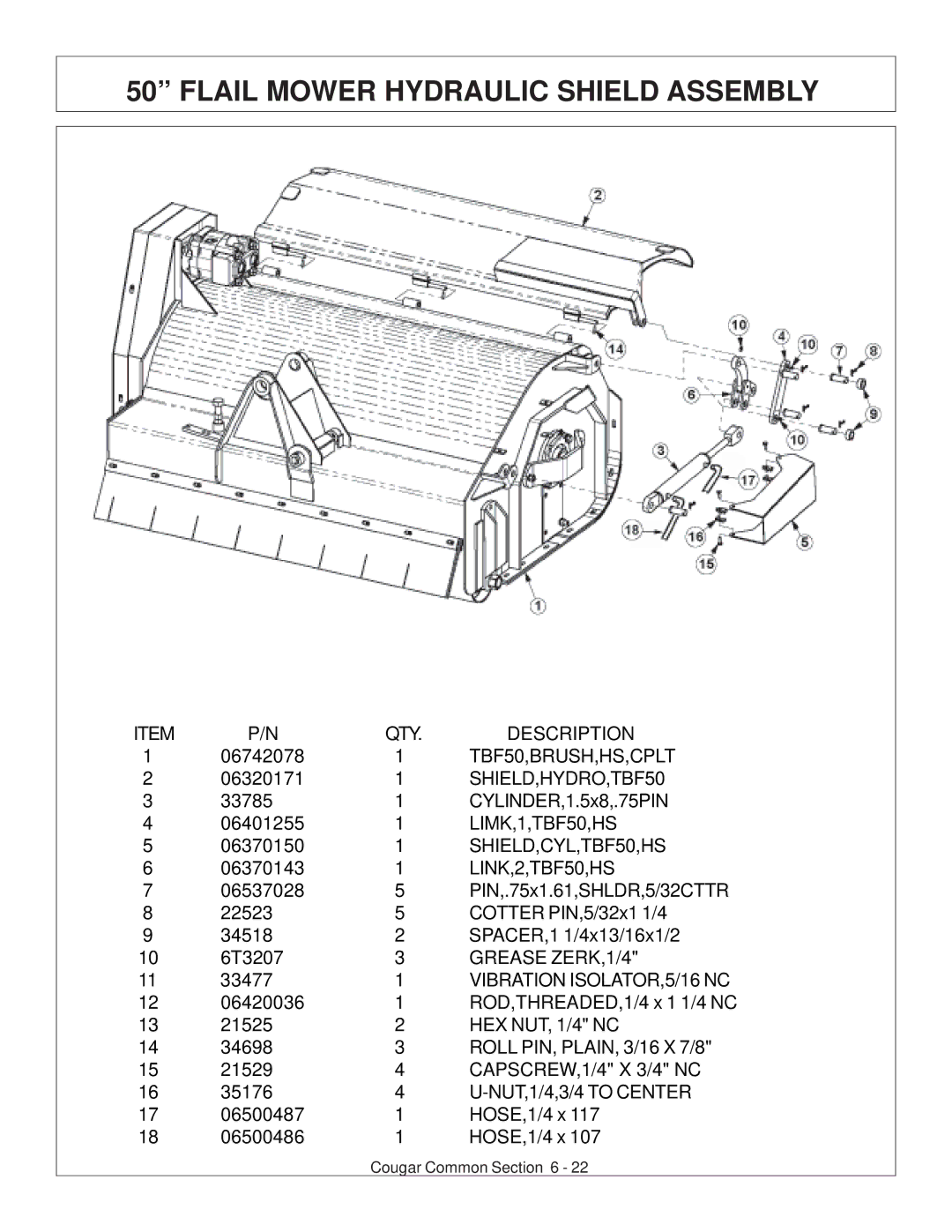 Tiger Products Co., Ltd 7X30 manual Flail Mower Hydraulic Shield Assembly, LINK,2,TBF50,HS 