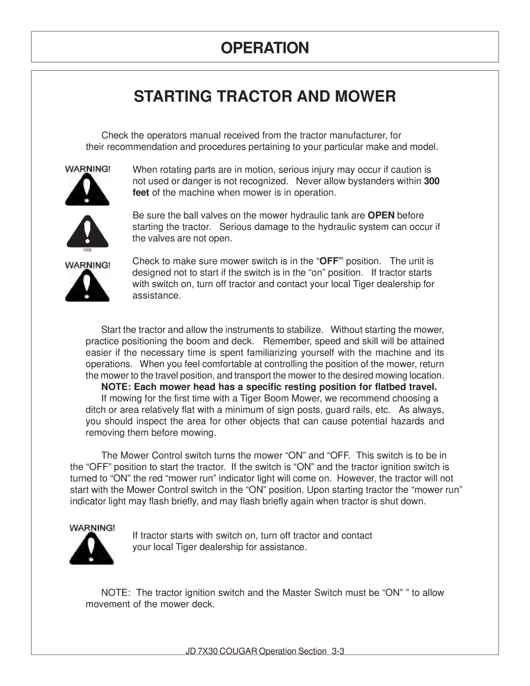 Tiger Products Co., Ltd 7X30 manual Operation Starting Tractor and Mower 