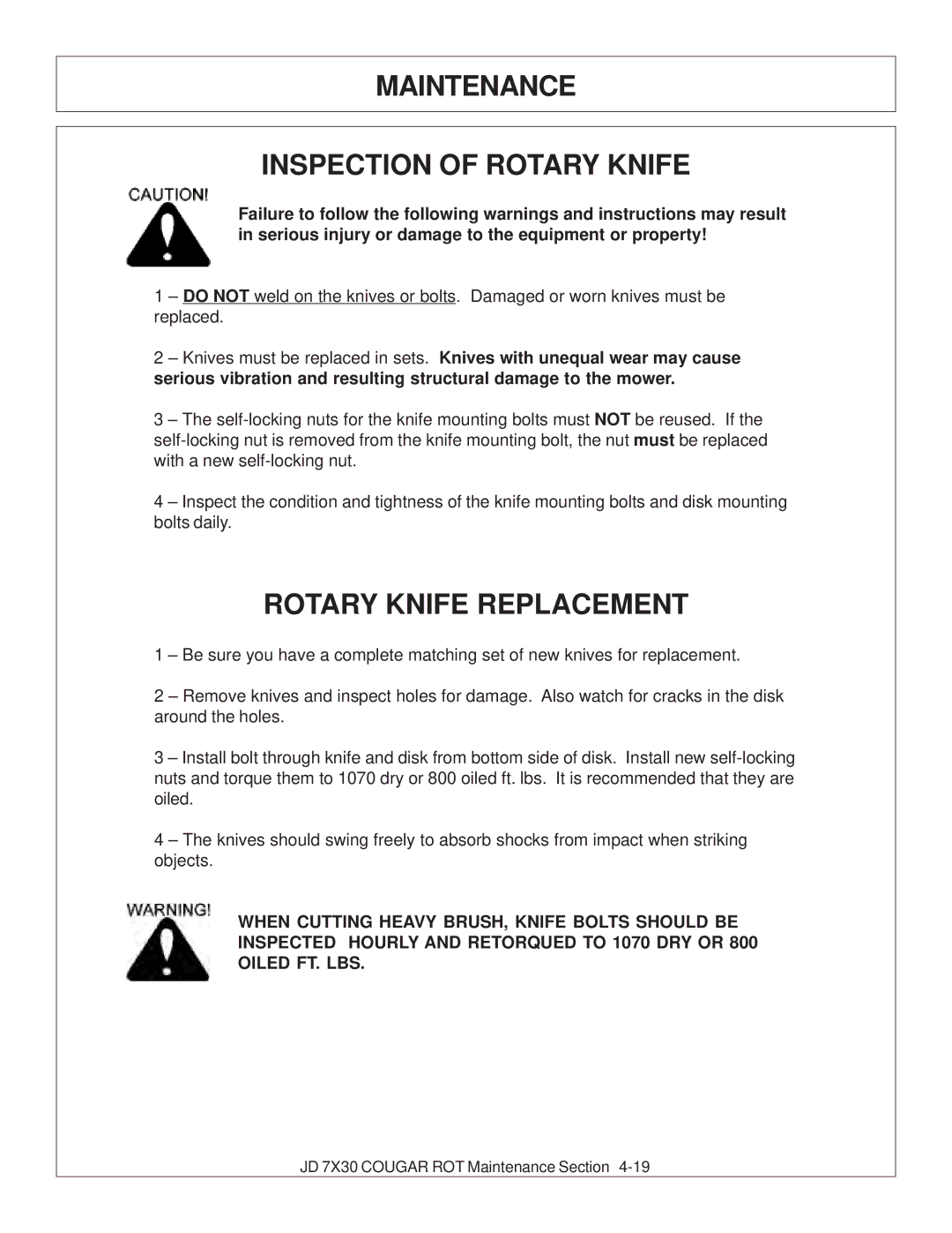 Tiger Products Co., Ltd 7X30 manual Maintenance Inspection of Rotary Knife, Rotary Knife Replacement 